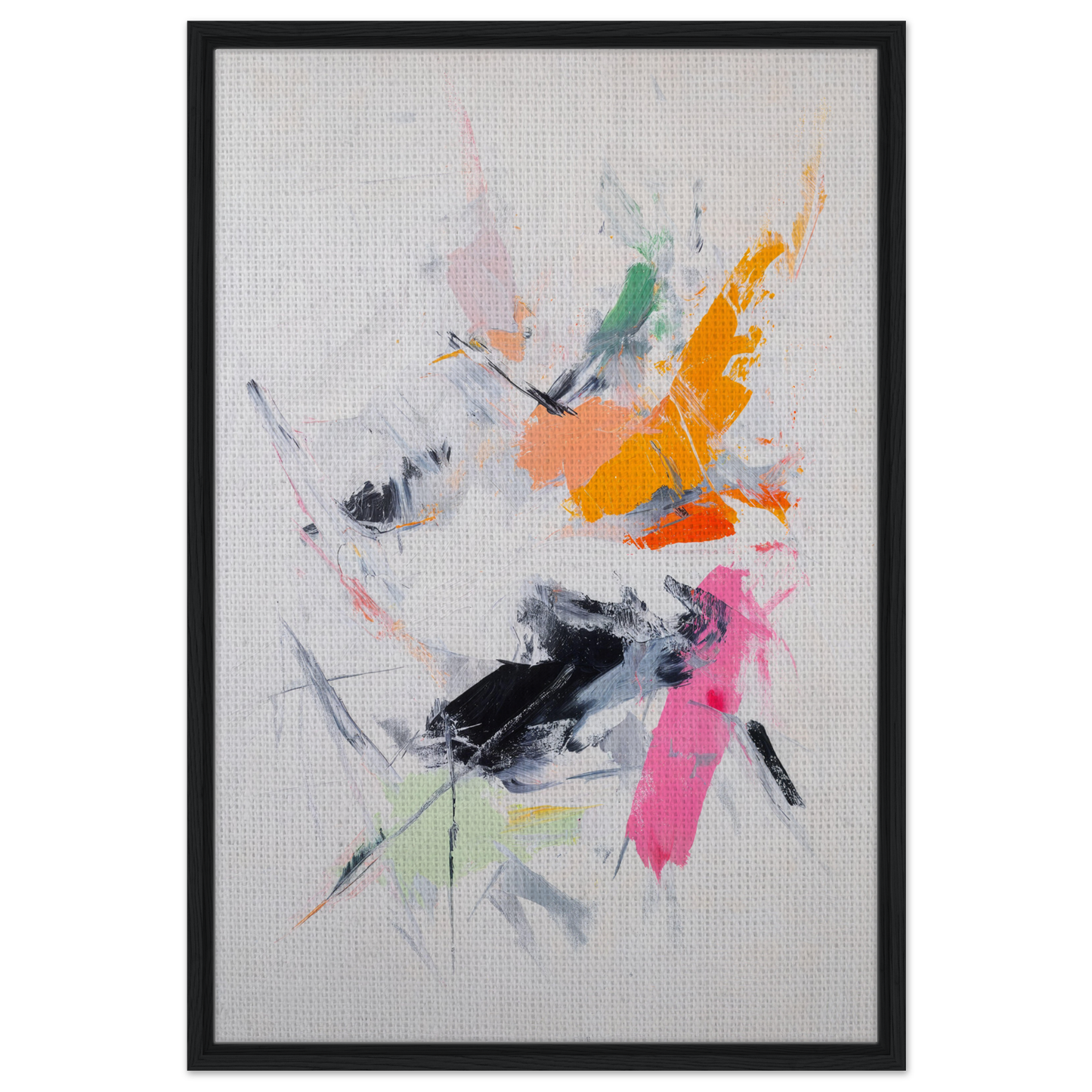 Abstract painting with vibrant brushstrokes in Pigment Tempest Unfolds framed canvas print