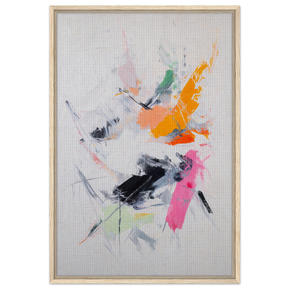 Abstract painting with colorful splashes on light background, Pigment Tempest Unfolds framed canvas print