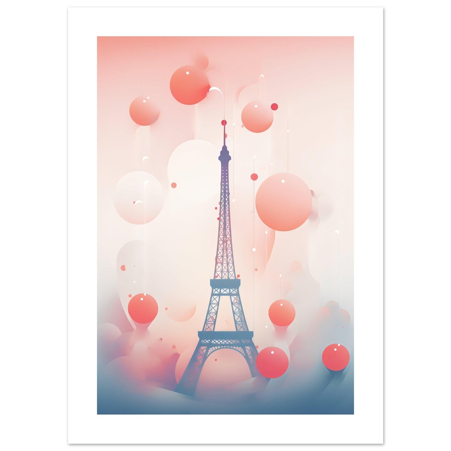 A pink and blue poster with the eiff tower in paris