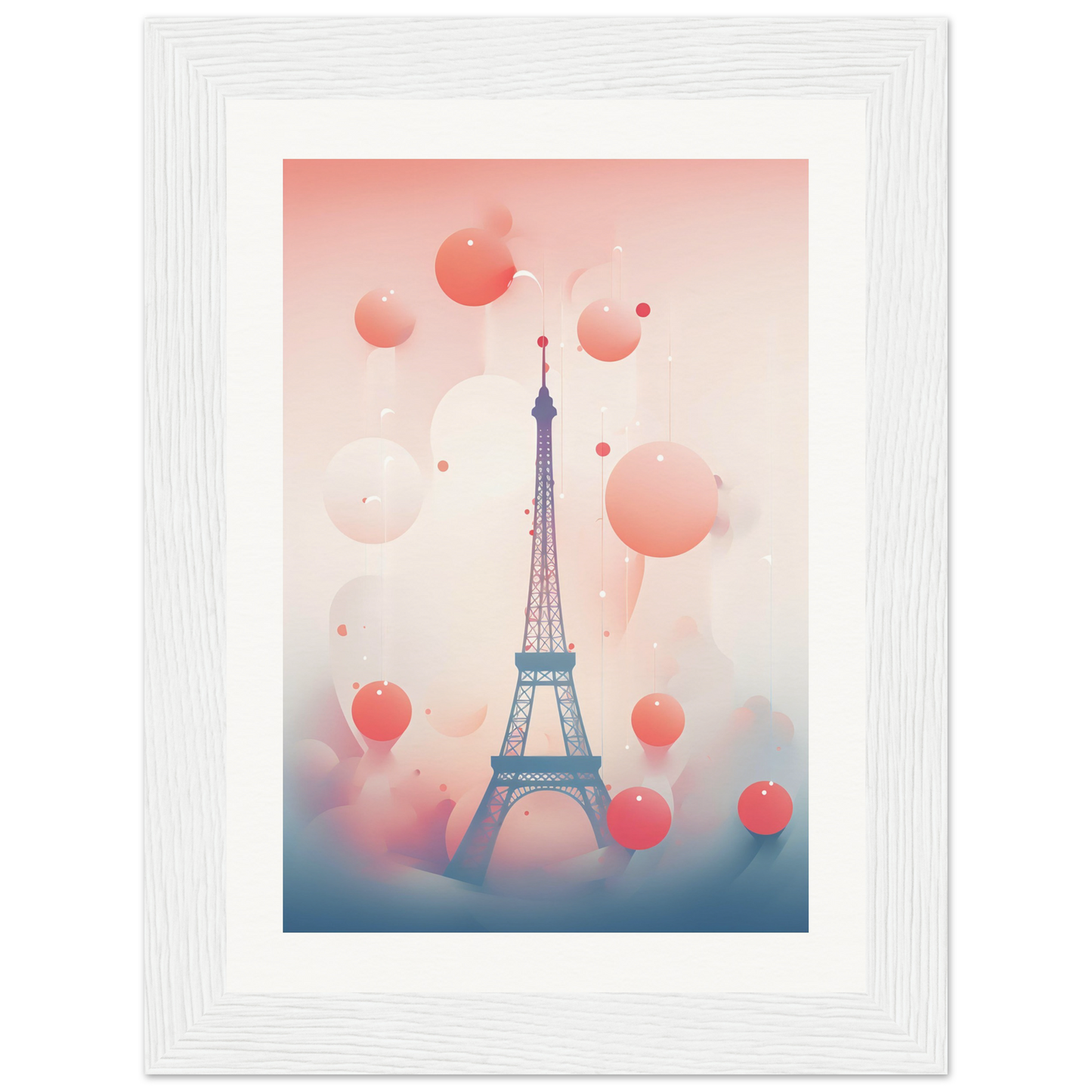 A pink and blue poster with the eiff tower in paris