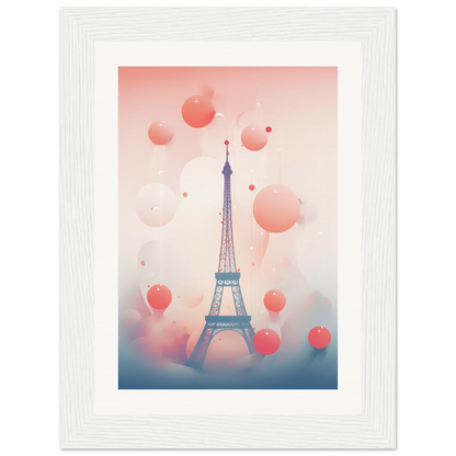 A pink and blue poster with the eiff tower in paris