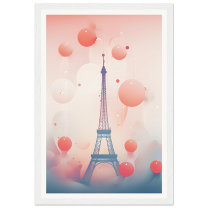 A pink and blue poster with the eiff tower in paris