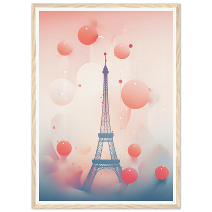 A pink and blue poster with the eiff tower in paris