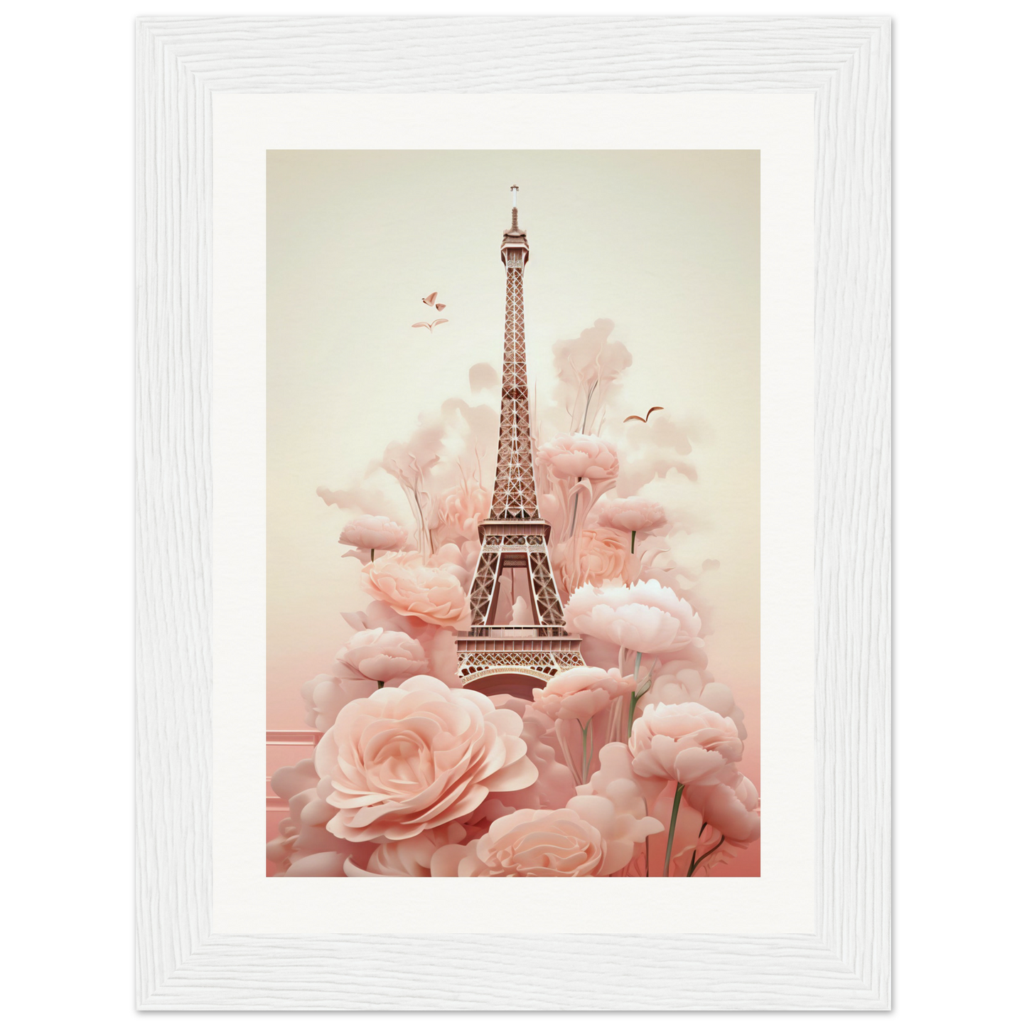 A pink flower and eiff tower in paris