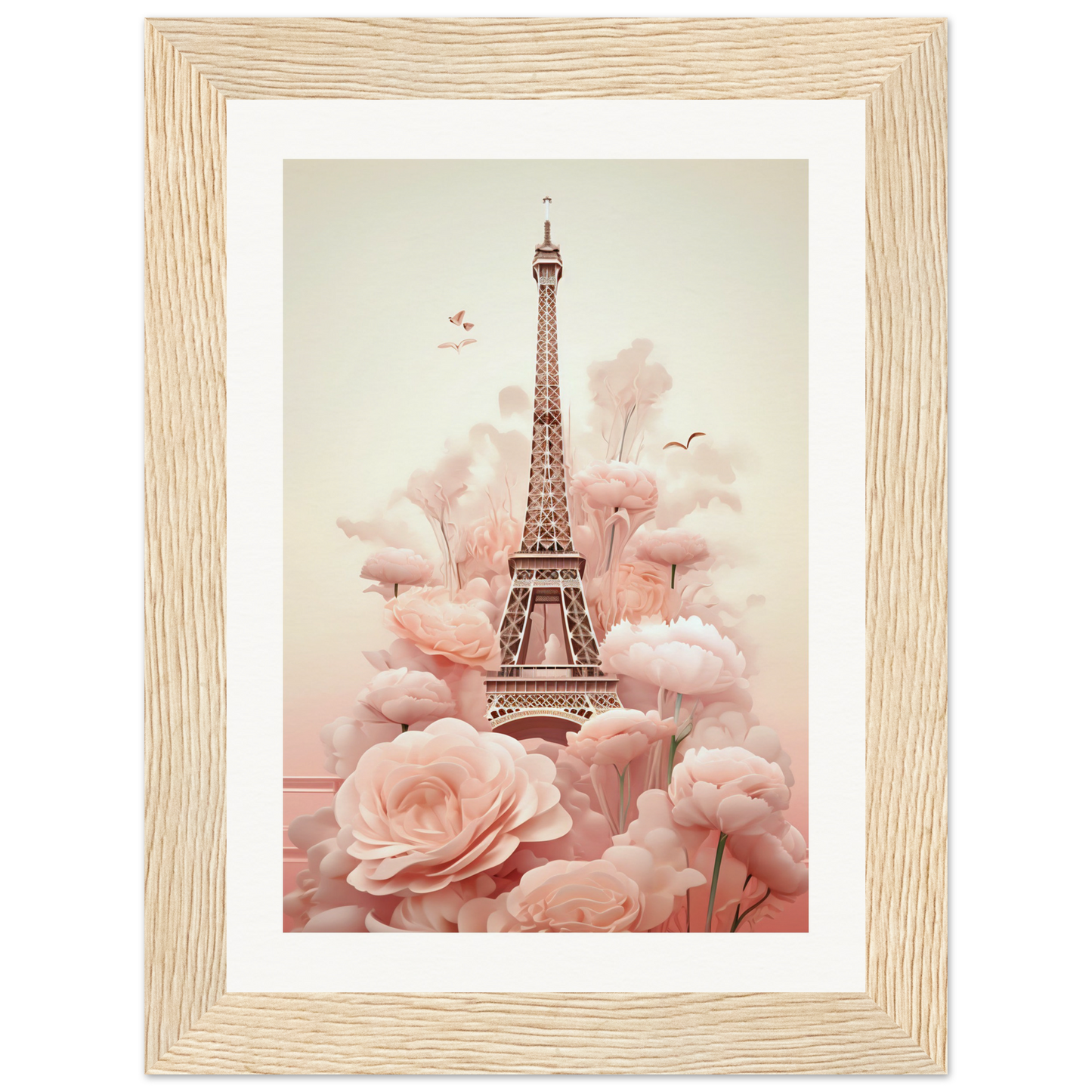 A pink flower and eiff tower in paris