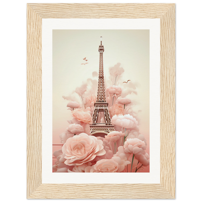 A pink flower and eiff tower in paris