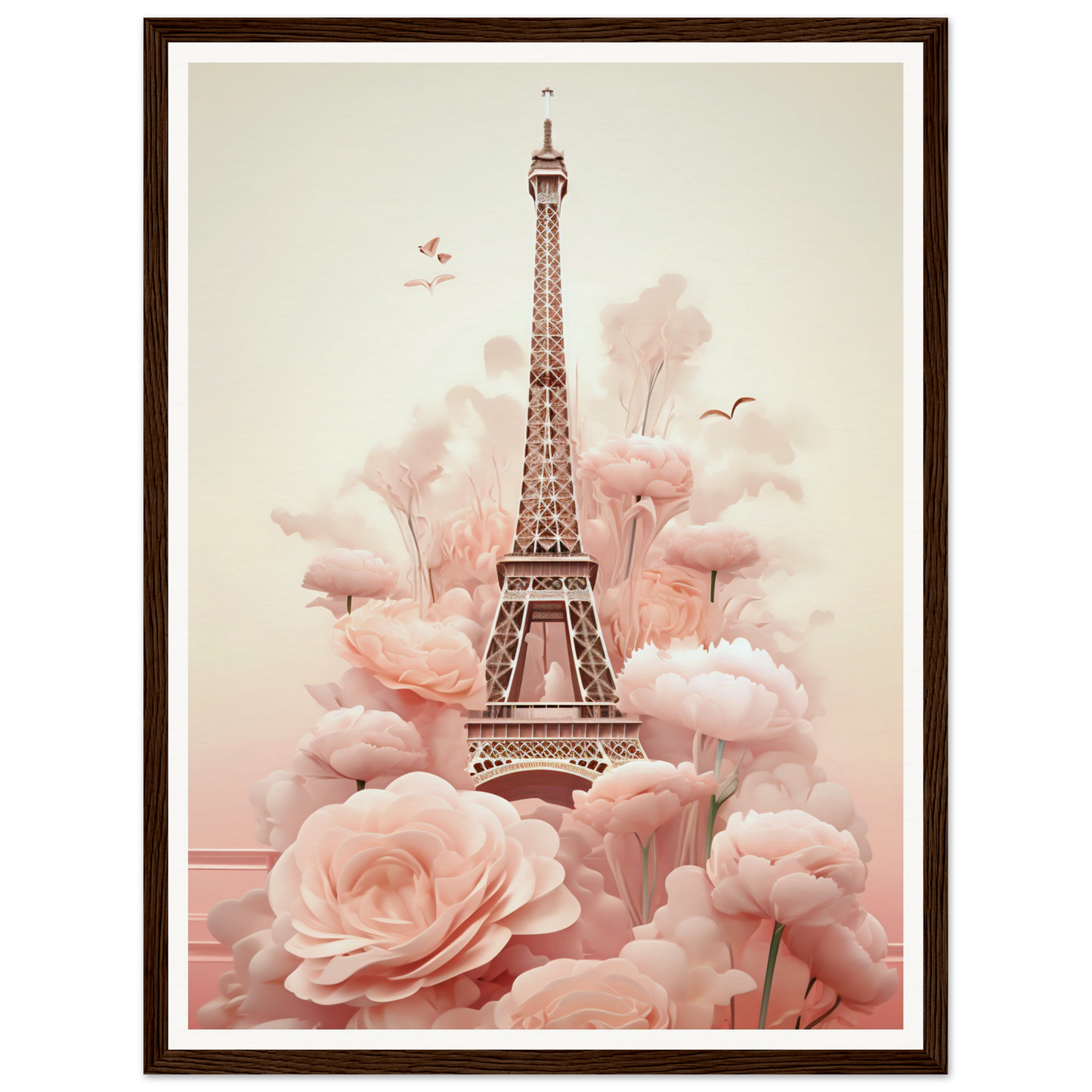 A pink flower and eiff tower in paris