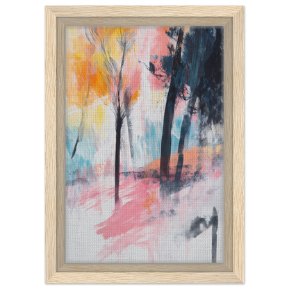 Abstract painting of Pink Twilight Trees in colorful impressionistic style for room decor