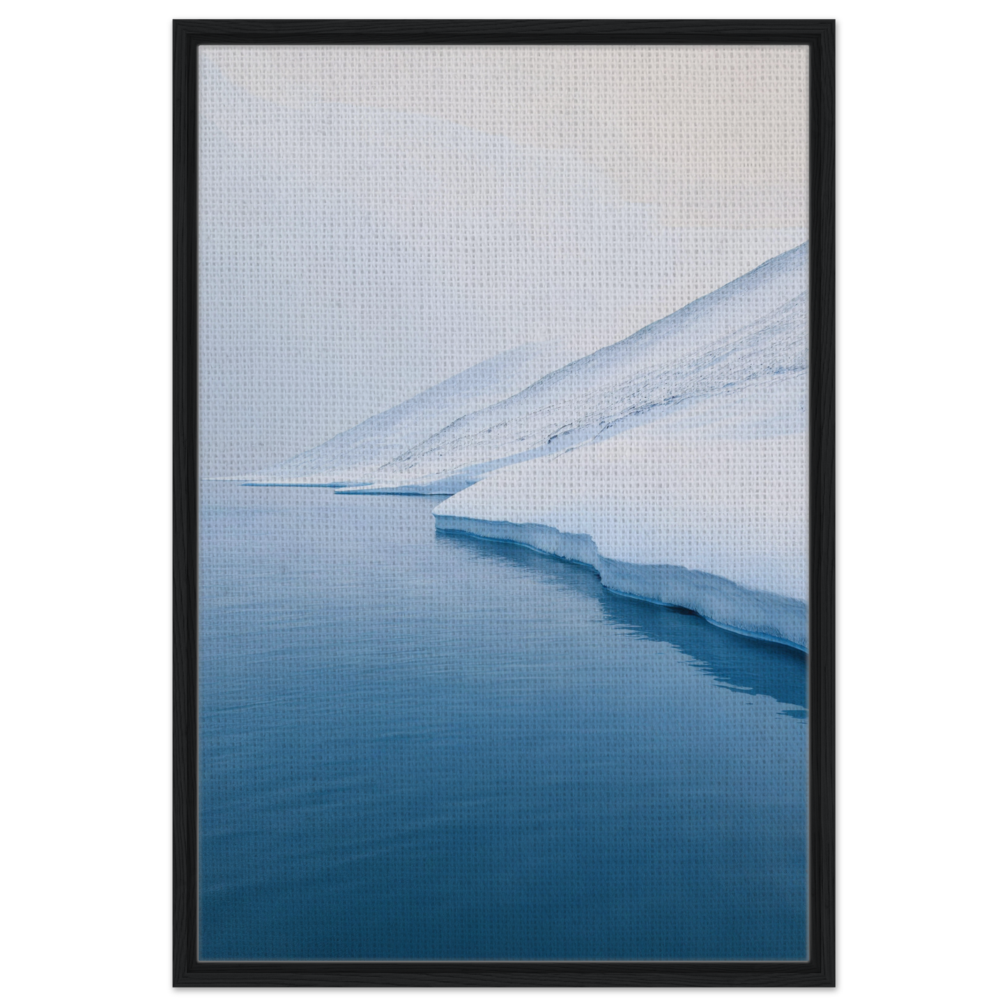 Framed photograph of snowy landscape and blue channel, perfect for Polar Reflection Dreamscape room decor