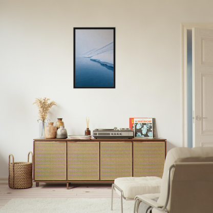 Wooden sideboard with cane-webbed doors for stylish room decor from Polar Reflection Dreamscape