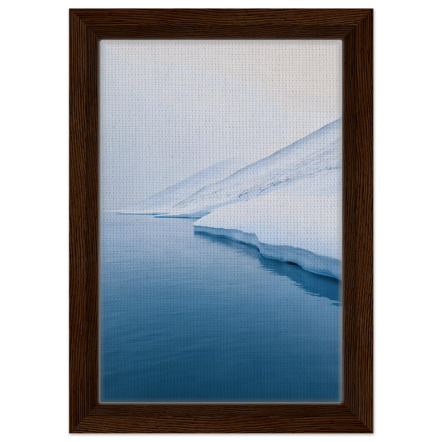 Framed canvas print of Polar Reflection Dreamscape featuring snowy landscape and blue water