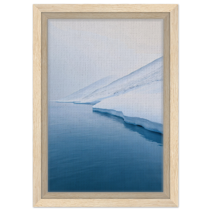 Framed canvas print of icy shoreline and calm blue water from Polar Reflection Dreamscape