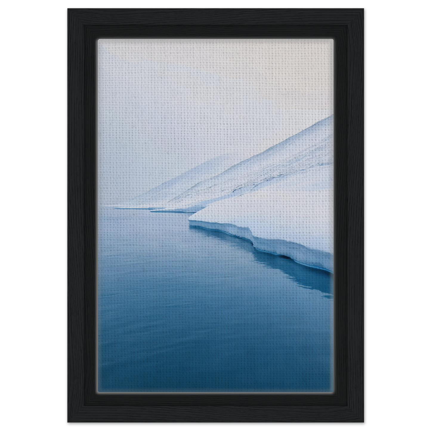 Framed photograph of an icy shoreline and calm blue water for Polar Reflection Dreamscape