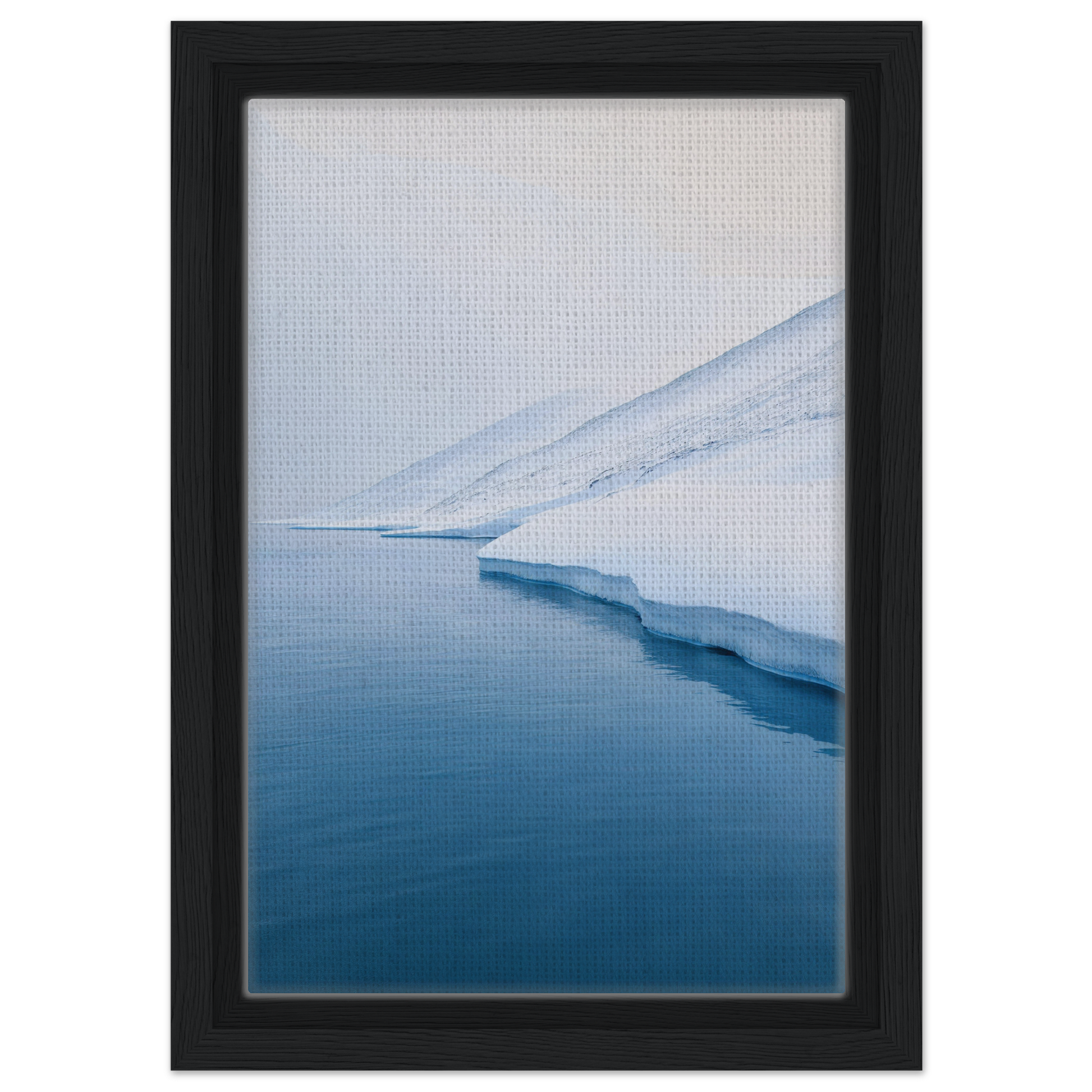 Framed photograph of an icy shoreline and calm blue water for Polar Reflection Dreamscape