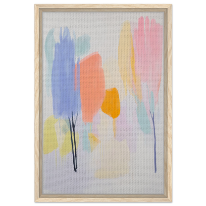 Abstract painting of colorful brushstrokes in Pollinating Blue Reverie for room decor