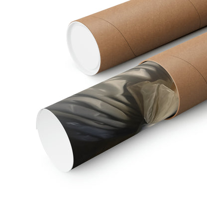 Cardboard mailing tubes, one open showing a rolled document inside.