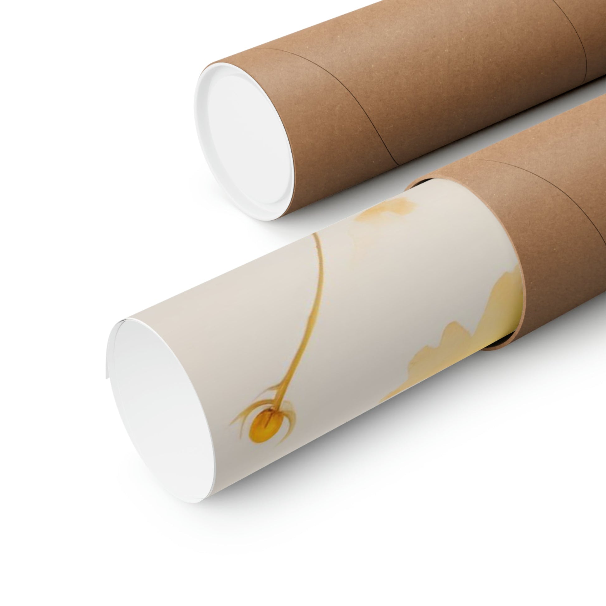 Two rolls of brown paper with a brown and white design