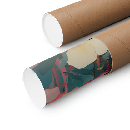 Two rolls of brown paper with a colorful design