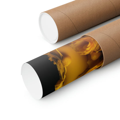 Two rolls of brown paper with a black and white print