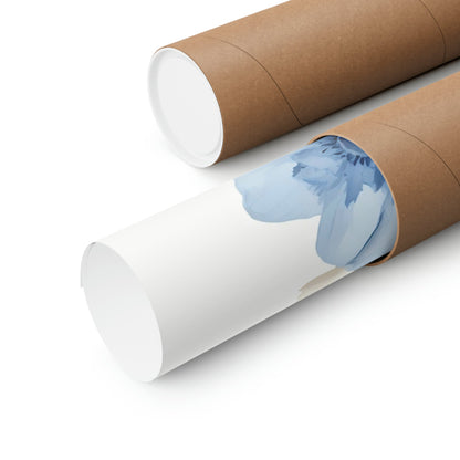 Two rolls of brown paper with blue flowers on them