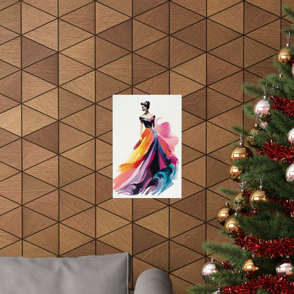 A christmas tree with a picture of a woman in a colorful dress