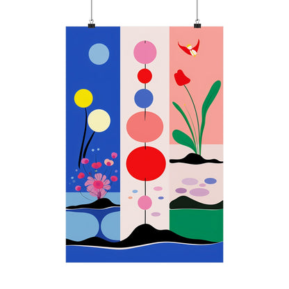 A poster with a colorful abstract design