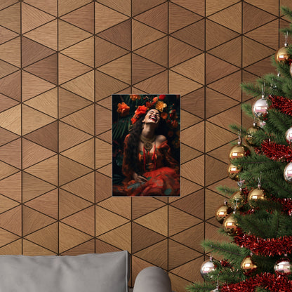 A christmas tree with a picture of a woman