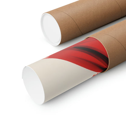 Two rolls of brown paper with red and white swirl