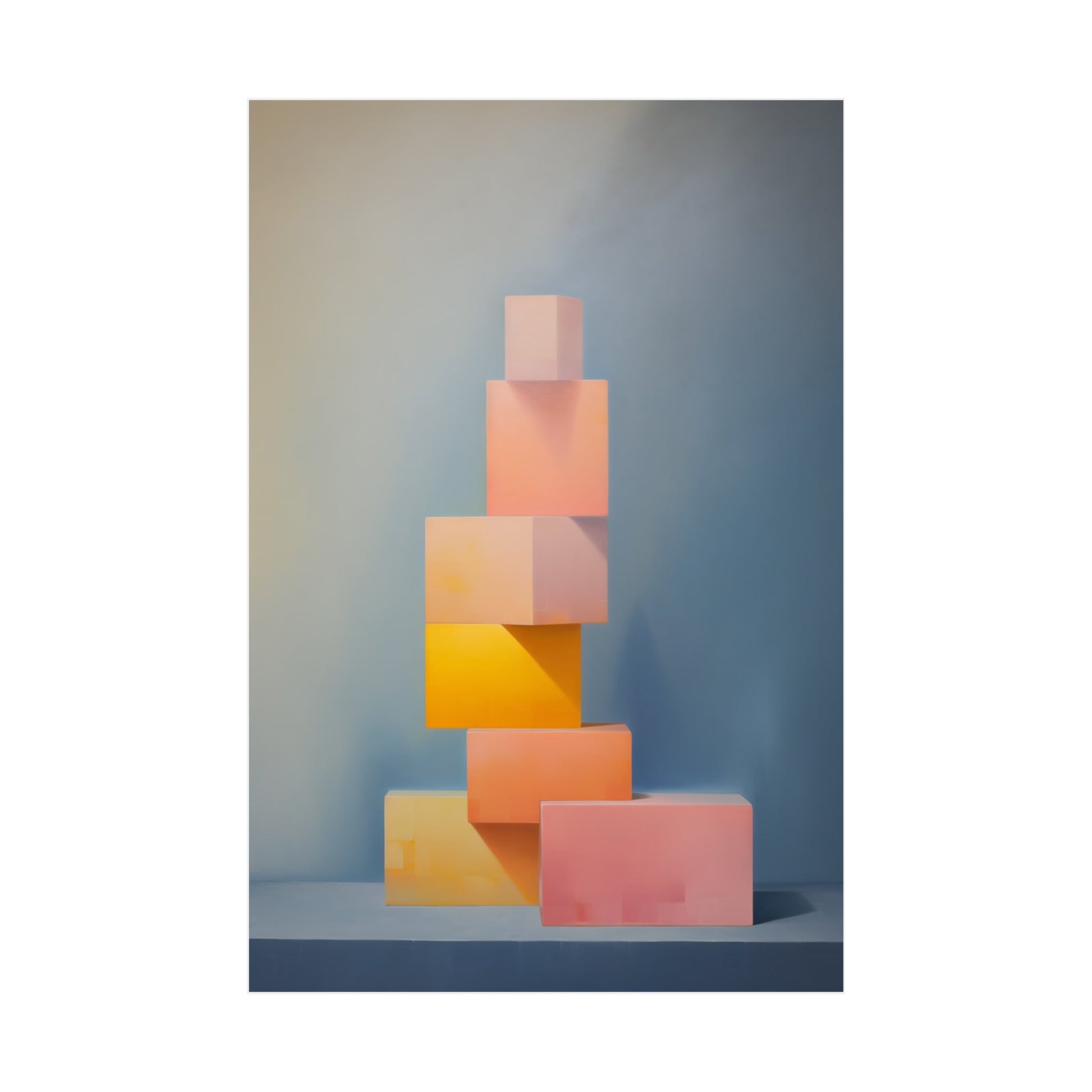 Stack of pastel-colored geometric blocks or shapes.