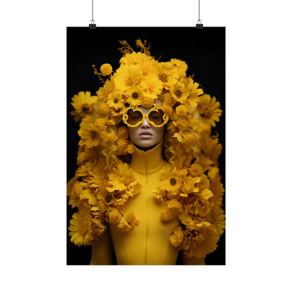 A woman with yellow flowers on her head