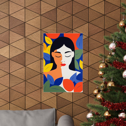 A christmas tree with a painting of a woman