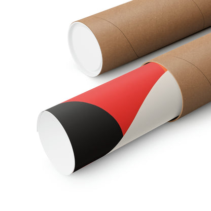 Two rolls of brown paper with red and black stripes