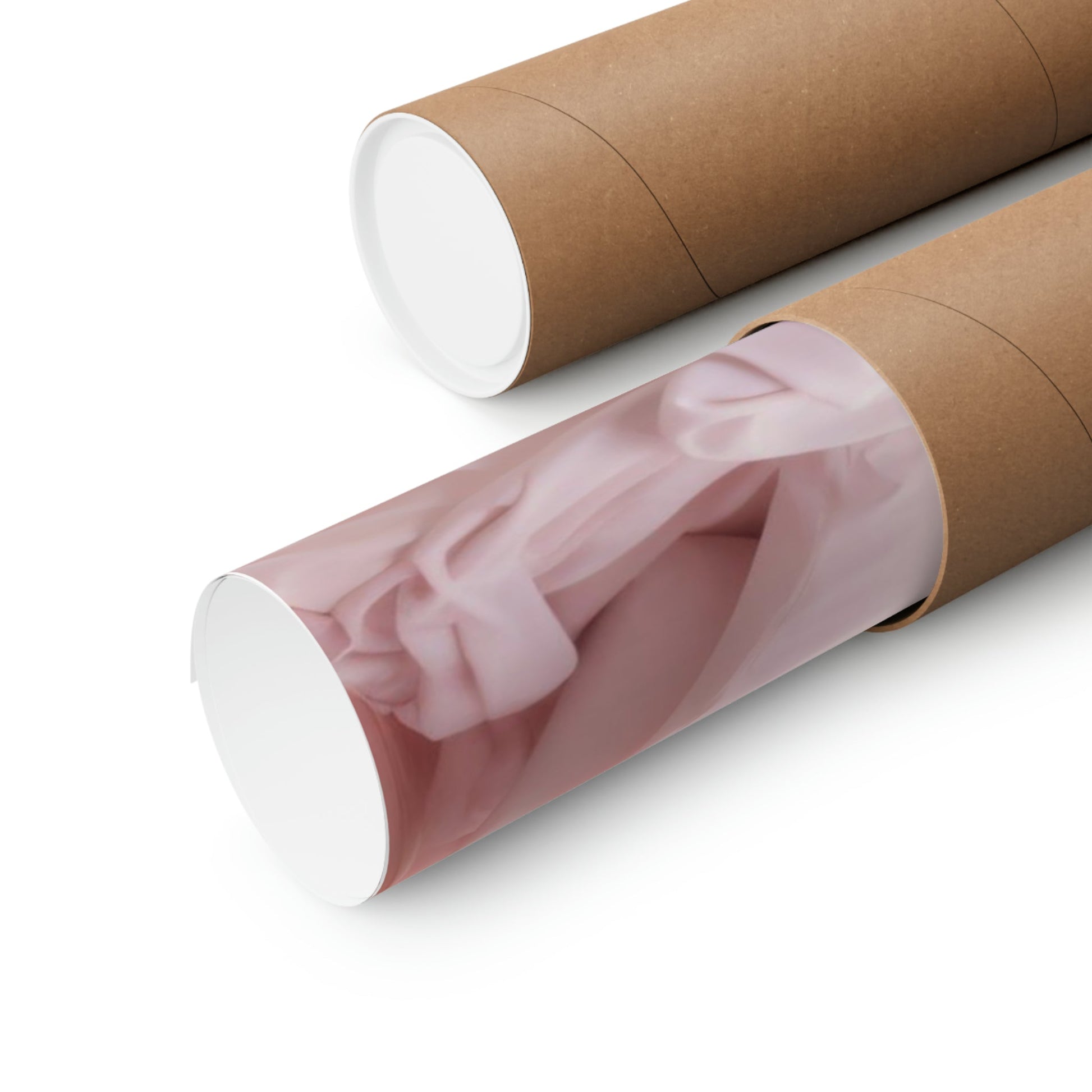 Two rolls of toilet paper with a pink tissue on top