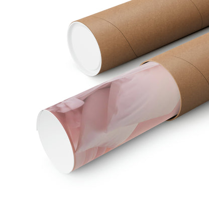 Two rolls of brown paper with pink tissue on them