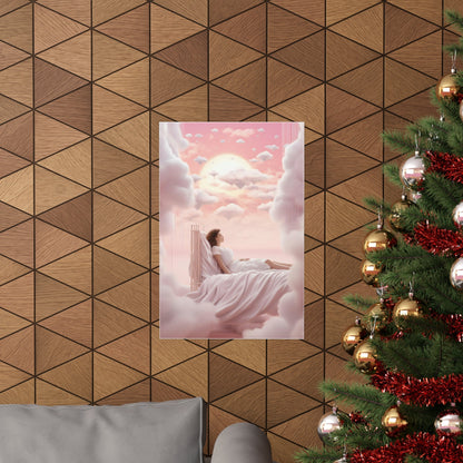 A christmas tree with a picture of a woman in the sky