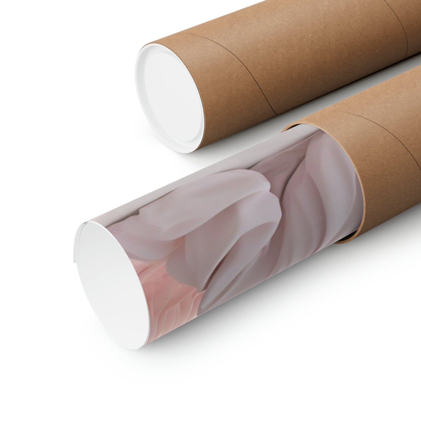 Two rolls of brown paper with a white paper tube