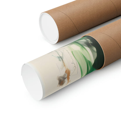 Two rolls of brown paper with a green and white design