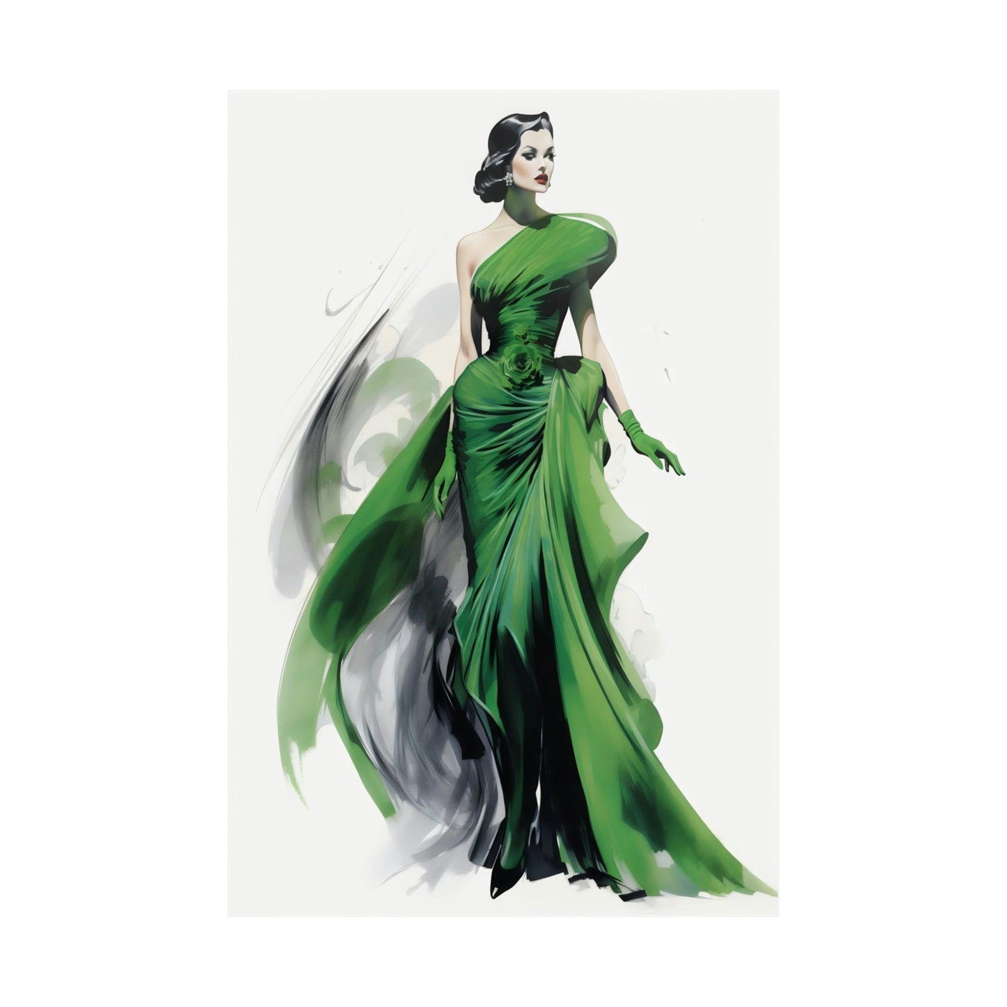 A woman in a green dress