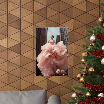 A christmas tree with a picture of a woman in a pink dress