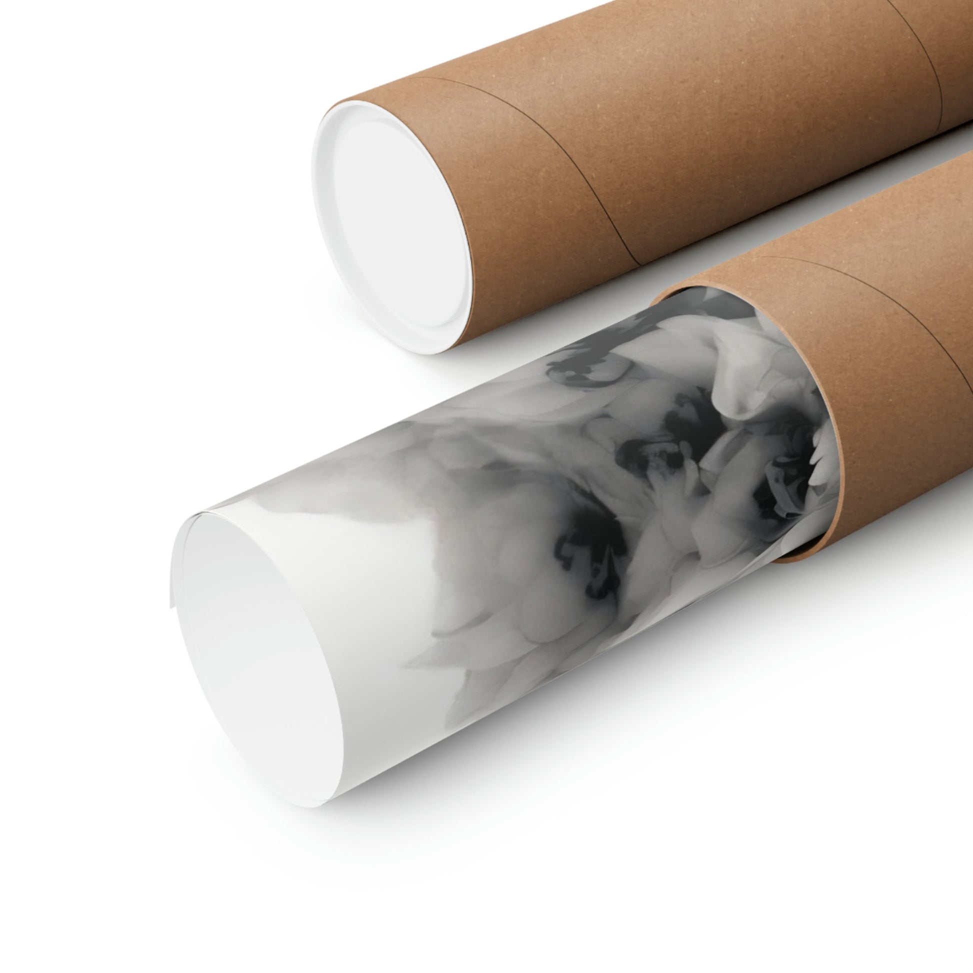 Cylindrical tubes with one showing smoke or vapor inside.