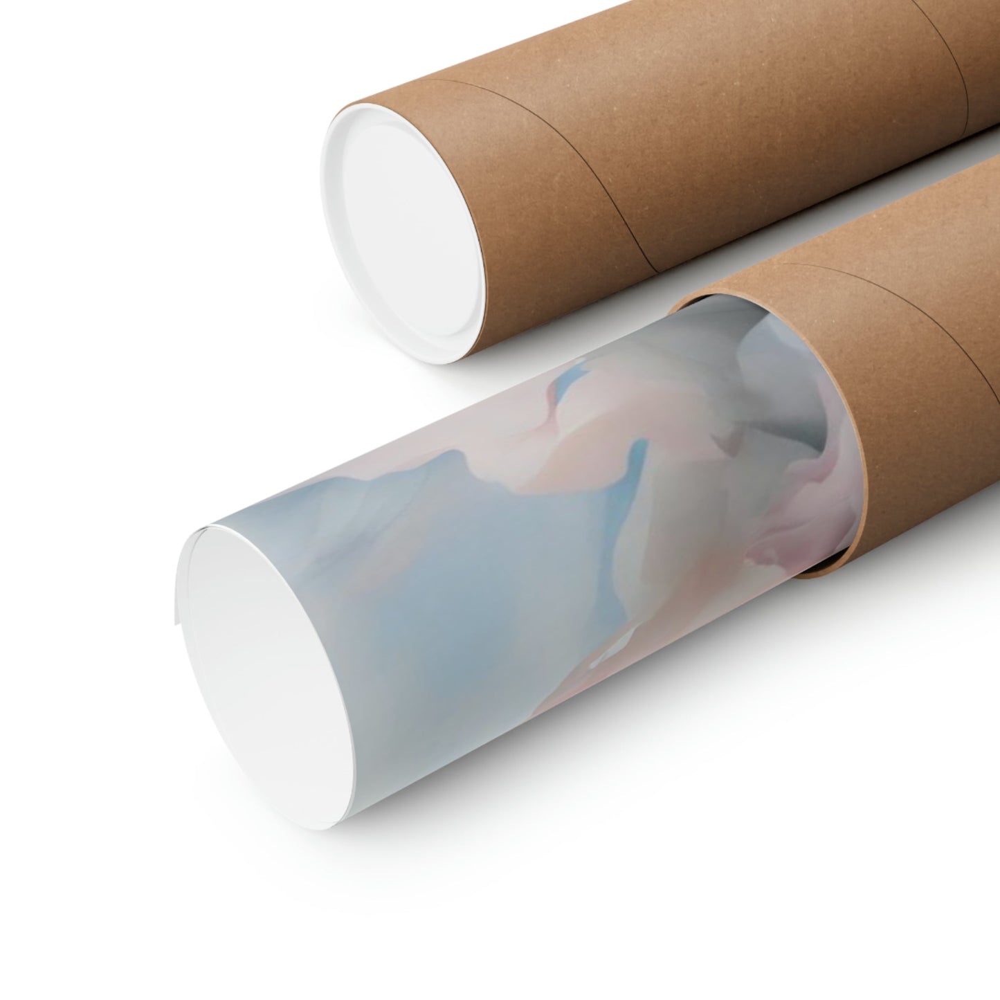 Cardboard mailing tubes, one with a translucent plastic end cap.