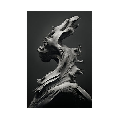 Twisted, organic sculpture with flowing forms resembling a face in profile.