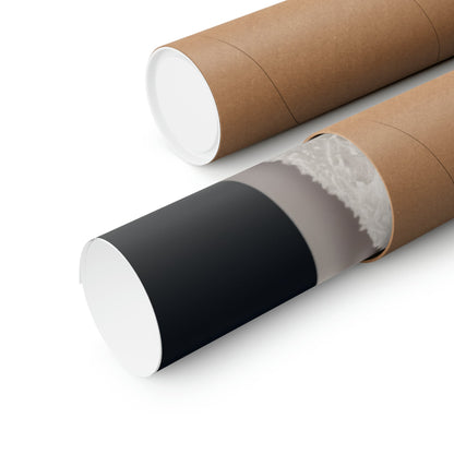 Two rolls of brown paper with black and white paper