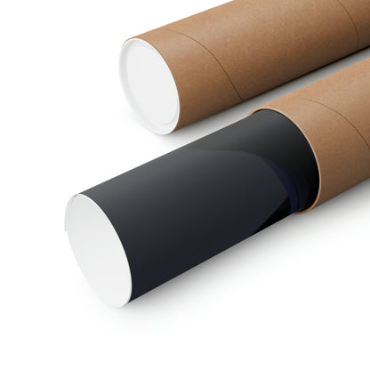 Two rolls of brown paper with black and white paper