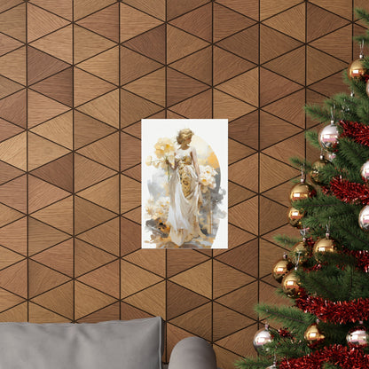 A christmas tree with a gold angel on it