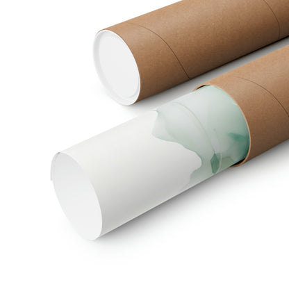 Two rolls of brown paper with a green leaf on them