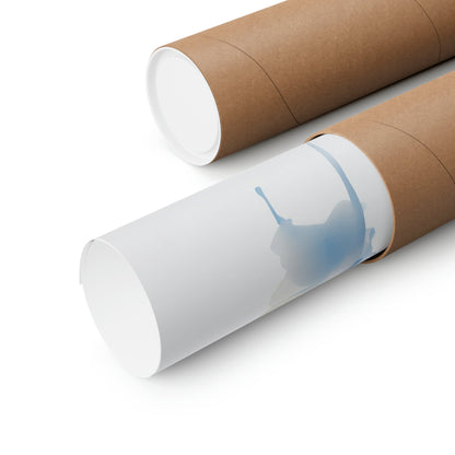 Two rolls of brown paper with a blue and white design