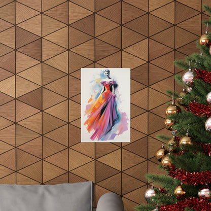 A christmas tree with a painting of a woman