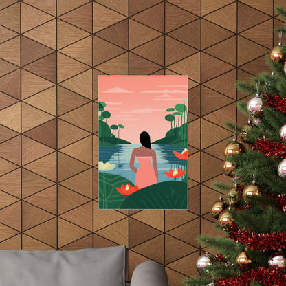 A christmas tree with a picture of a woman sitting on it