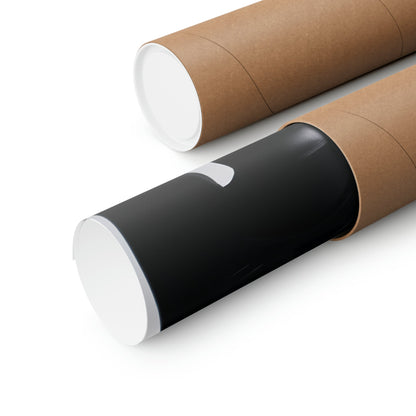 Cardboard mailing tubes, one partially wrapped in black paper.